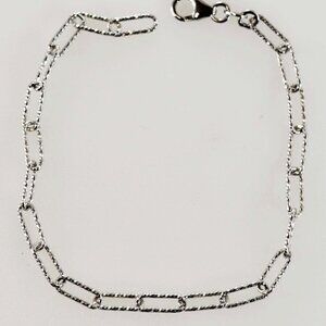 Sterling Silver Diamond Cut Paperclip Bracelet